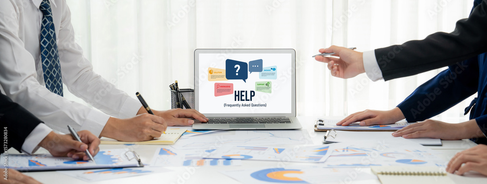 Poster help screen on the website provide answer to faq frequently asked question brisk with knowledge info