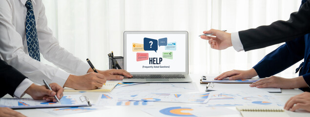 Help screen on the website provide answer to FAQ frequently asked question brisk with knowledge...