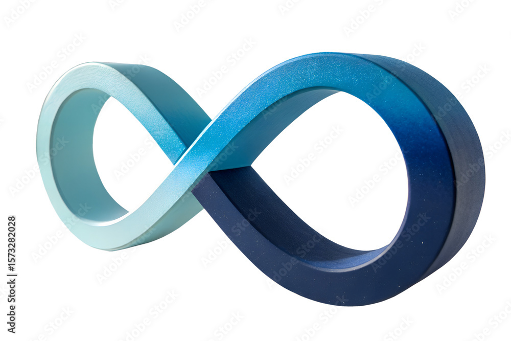 Fototapete A 3d rendering of a blue infinity symbol with a gradient effect isolated on transparent background