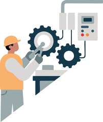 a man maintenance electrical gear