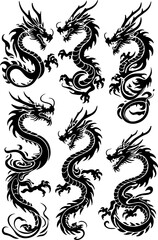 Obraz premium Oriental Dragon Tattoo Silhouette Design