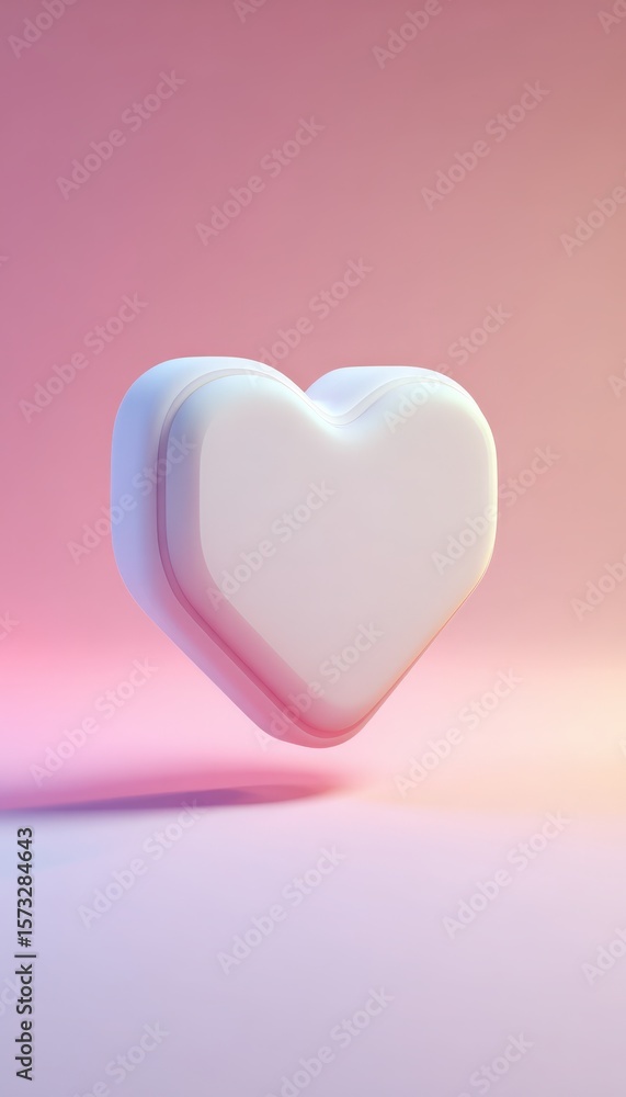 Poster minimalist 3d heart-shaped digital file icon on gradient background