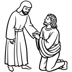 Fototapeta premium Jesus activities line art kids coloring page