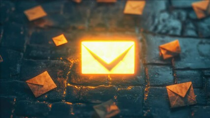 A mysterious enchanted mail post with orange stamps, symbolizing a magical or mystical postal system.