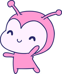 cartoon illustration kawaii of a cute lady bug in bright neon color