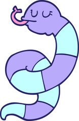 cartoon doodle snake coiled in bright neon color