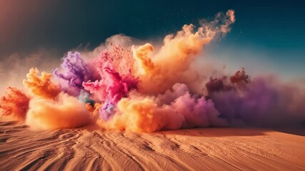 Explosion of colorful dust, powder and clouds forming vibrant abstract art design background. - Powered by Adobe