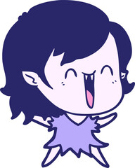 cute cartoon happy vampire girl in bright neon color