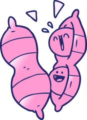 cartoon peanuts in bright neon color