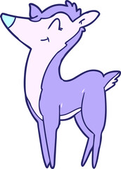 cartoon deer in bright neon color