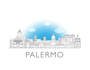 Palermo, Italy, cityscape illustration skyline drawing