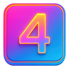 Fototapeta premium Vibrant Number Four in Neon Style