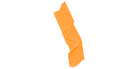 A simple orange shape with jagged edges on a black background in a vertical orientation centered