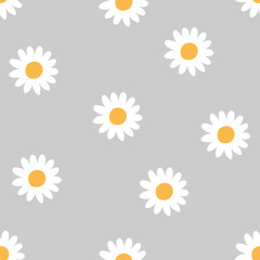 Seamless Pattern with White Daisy Flower