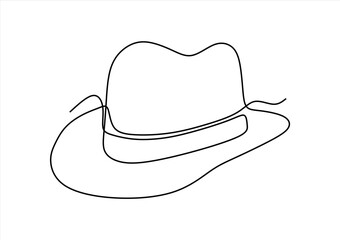 Elegant Fedora Hat in Continuous Line.  line icon-continuous line drawing. Editable stroke. 