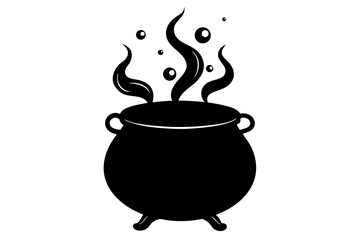 Witch Cauldron Silhouette – Spooky Boiling Pot Clipart for Halloween