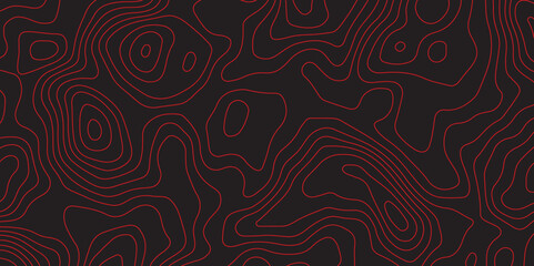 Fototapeta premium Abstract topographic contours map black and red background- Vector Background.