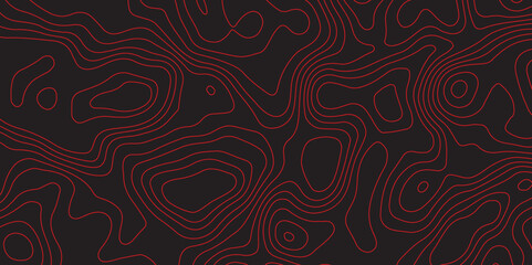 Abstract topographic contours map black and red background- Vector Background.

