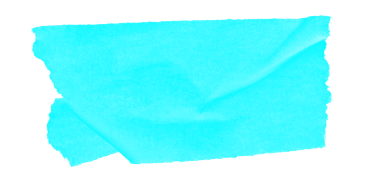 A solid turquoise rectangle shape with jagged edges against a black background in a digital image