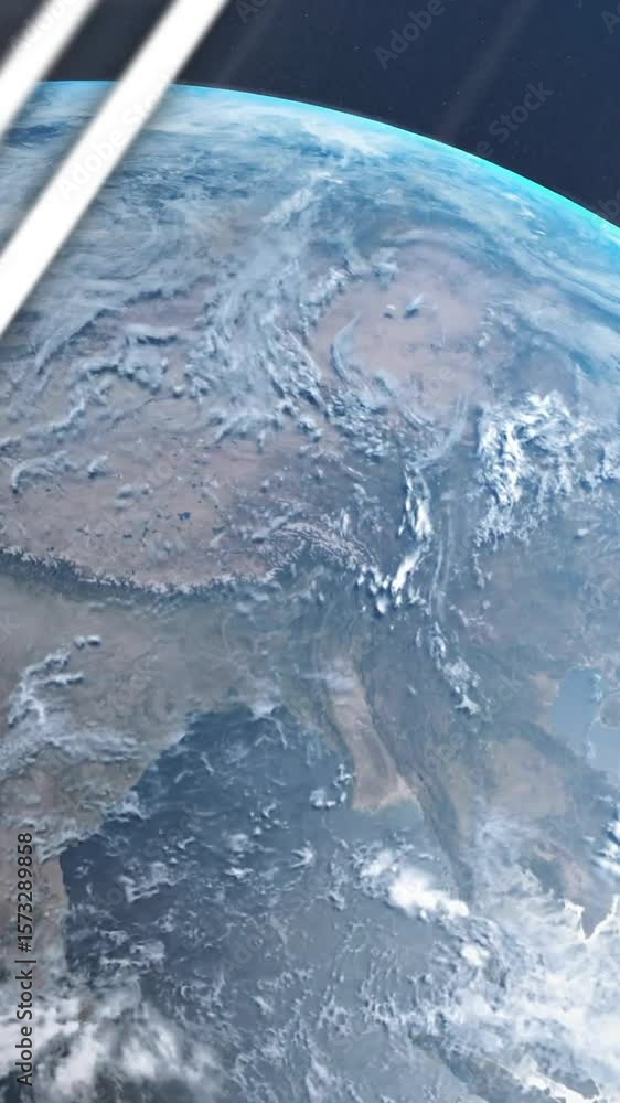 Poster animation of graphs, globe and computer language over globe against space