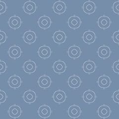 A symmetrical pattern of interlocking floral shapes is set against a dark gray background, creating a repeating motif. The design features curved lines forming petals around central diamond shapes.