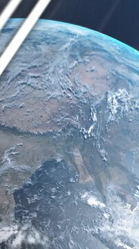 Animation of graphs, globe and computer language over globe against space