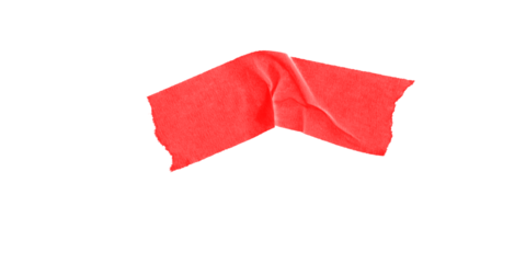 A red angular shape on a black background with pixelated edges and a simple abstract design style