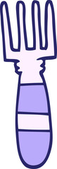 hand drawn doodle style cartoon fork in bright neon color