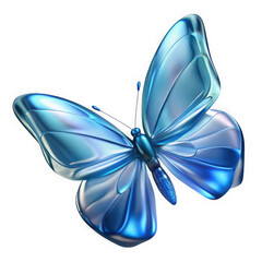 Translucent blue glass butterfly light blue iridescent