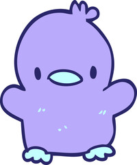 cartoon doodle baby duck in bright neon color