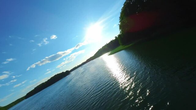 Aerial view of tranquil Liepnitzsee and forest, Germany.