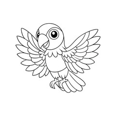 Obraz premium Colorful parrot perched on branch for kids coloring book Vector illustration