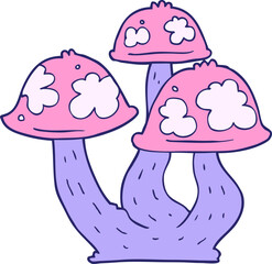 cartoon mushrooms in bright neon color