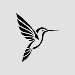 Fototapeta premium Stylized hummingbird silhouette vector icon for logo and branding