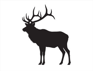 Elk in Silhouette on white background