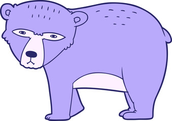 cartoon serious bear in bright neon color