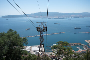 Gibraltar Cable Car Wires Over Bay View