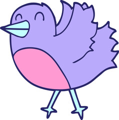 cartoon bird in bright neon color