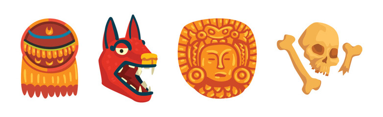 Maya Traditional Culture Symbol and Attribute Vector Set
