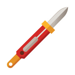 Obraz premium Sharp precision craft knife with red handle and yellow grip