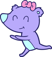 polar bear cartoon in bright neon color