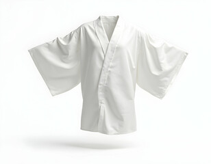 Isolated White Kimono Style Robe with Wide Sleeves