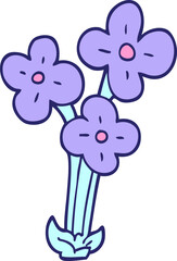 cartoon doodle bunch of flowers in bright neon color