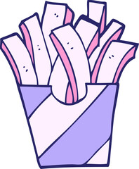 cartoon doodle fries in bright neon color