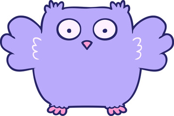 cute cartoon owl in bright neon color