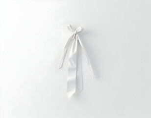 White Ribbon Bow on White Background, Elegant Decoration