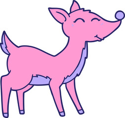 cartoon deer in bright neon color