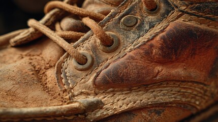 Close-up of a dirty work boot