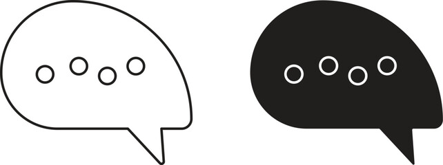 Chat Bubble Icon – Outline and Solid Speech Balloon Vector Symbol