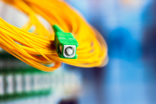 Optical Distribution Frame with Fiber Patch Cord Cable in Telecommunication and Communications Data Center